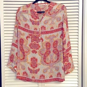 Paisley boho popover blouse